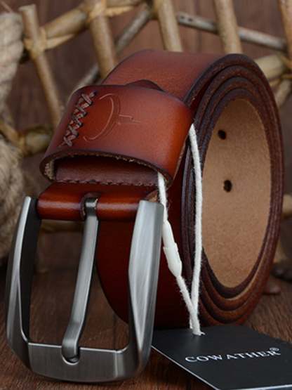 Business Casual Cowhide Fashion Men's Pin Buckle Belt