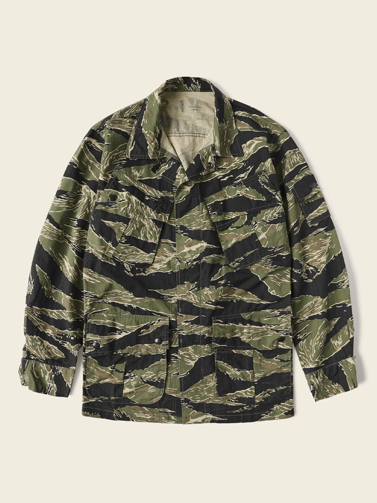 Men's Vintage Pocket Zipper Camouflage Jacket