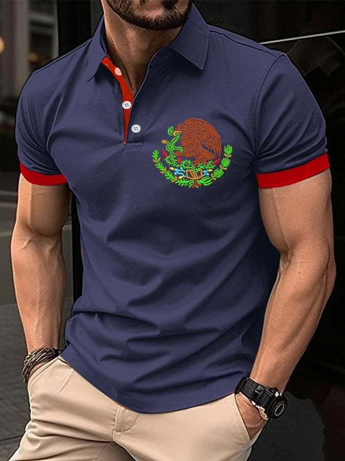 Men's Mexican Independence Day Flag Print Polo Shirt