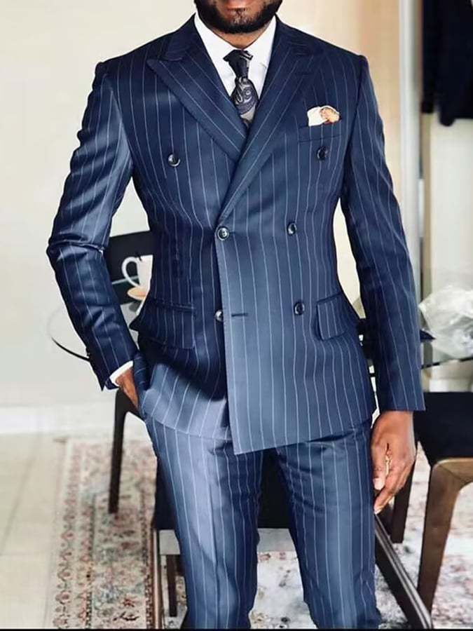 Men's Business Double Breasted Side Suit Two-Piece Suit