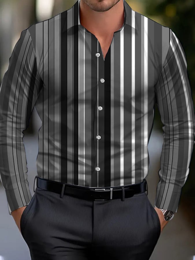 Men's Business Casual Striped Shirt