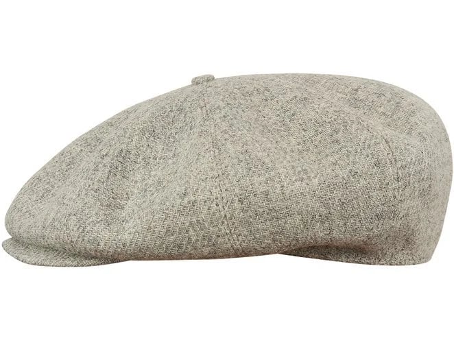Scottish Harris Tweed 8 Panels Man Cap Light GRAY