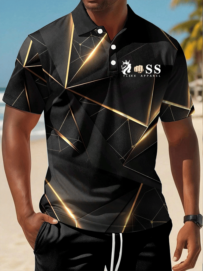 Men's Retro Letter Design Printed Casual Comfortable And Breathable Polo Shirt