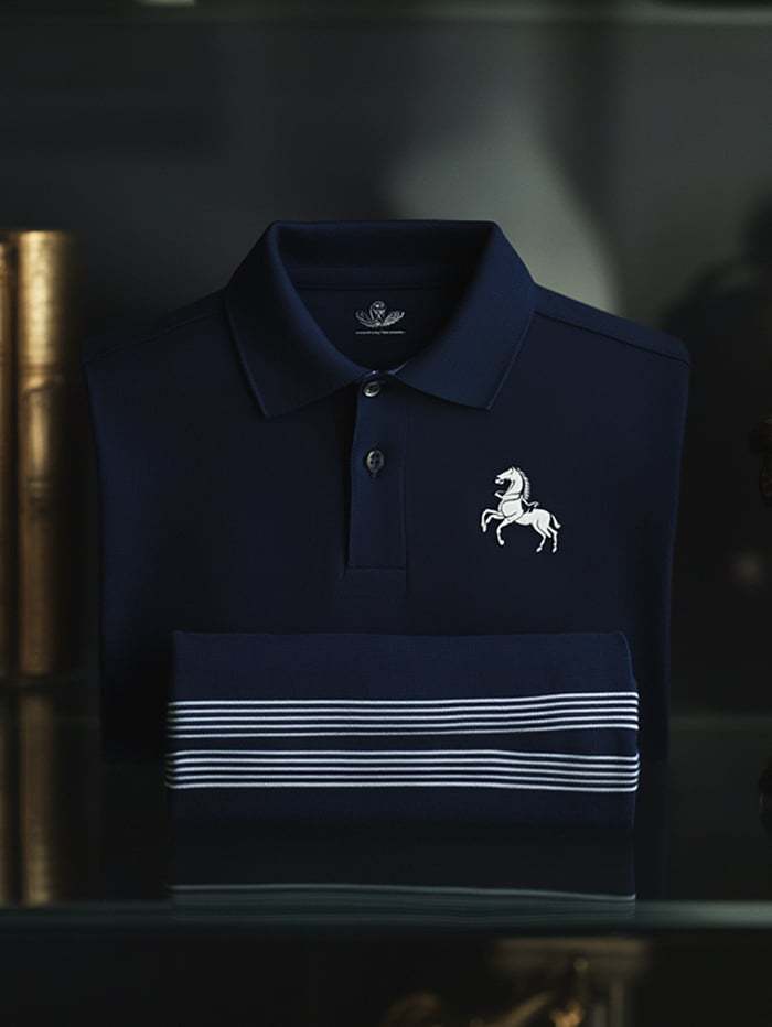 Men's Classic Business Logo Button Short Sleeve Polo Shirt