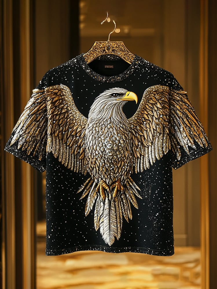 Men's Business Eagle Print Short Sleeve T-Shirt