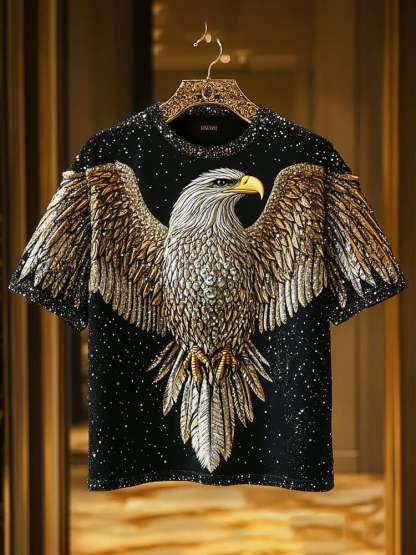 Men's Business Eagle Print Short Sleeve T-Shirt