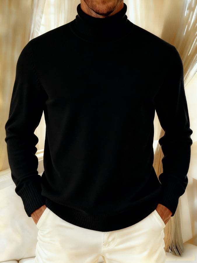 Men's Solid Color Turtleneck Sweater