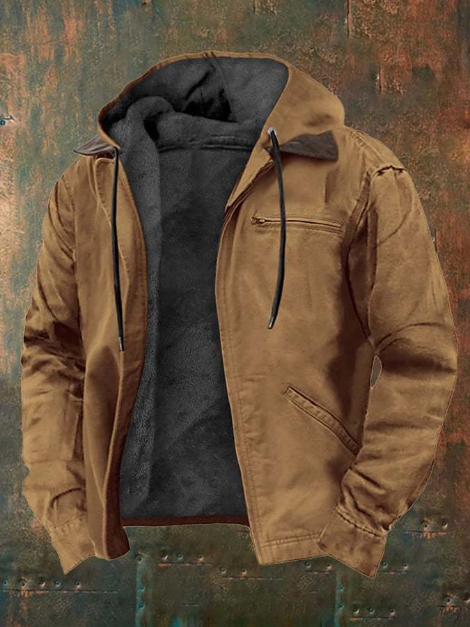 Men's Retro Western Style Multi-Pocket Fleece Jacket