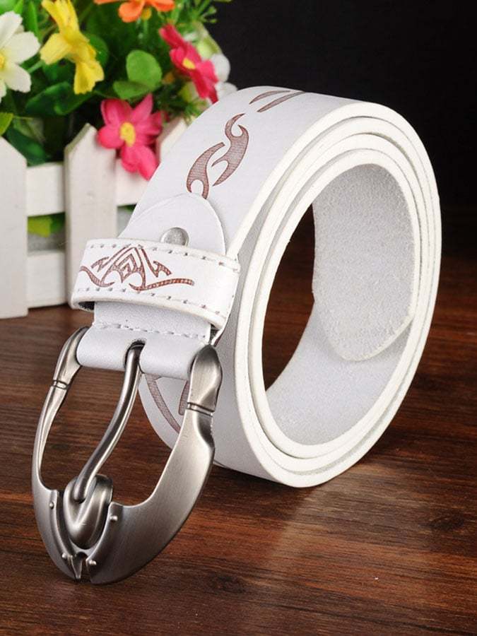 Solid Color Leather Belt