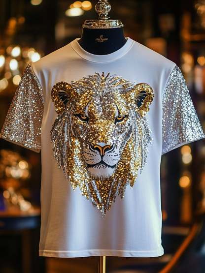 Men's Sequin Business Print Short Sleeve T-Shirt