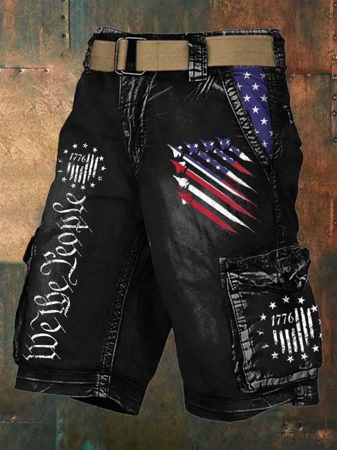 USA Independence Day Printed Cargo Shorts