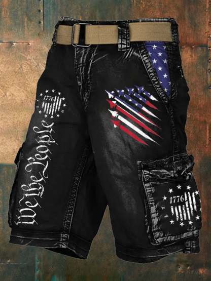 USA Independence Day Printed Cargo Shorts