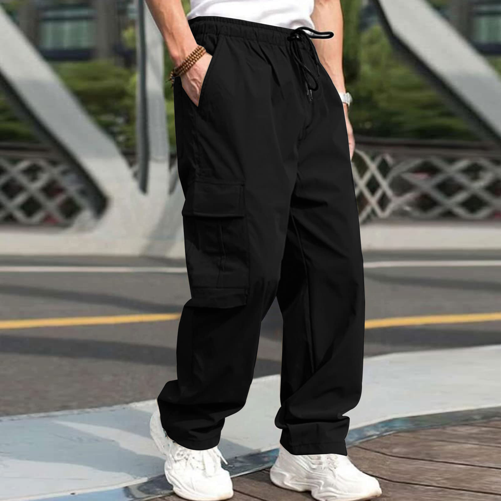 Men's Solid Color Loose Casual Pants