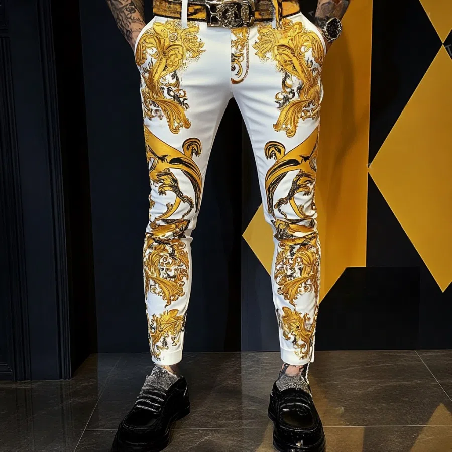 High elastic fabric luxury business casual men's fashion trousers