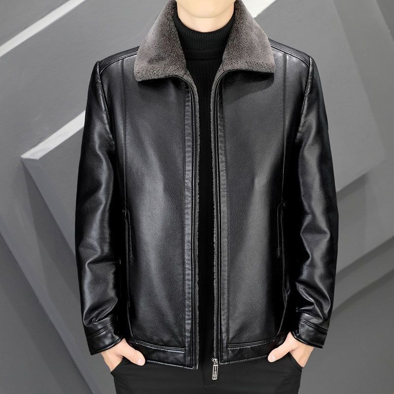 Men's short leather jacket for autumn and winter