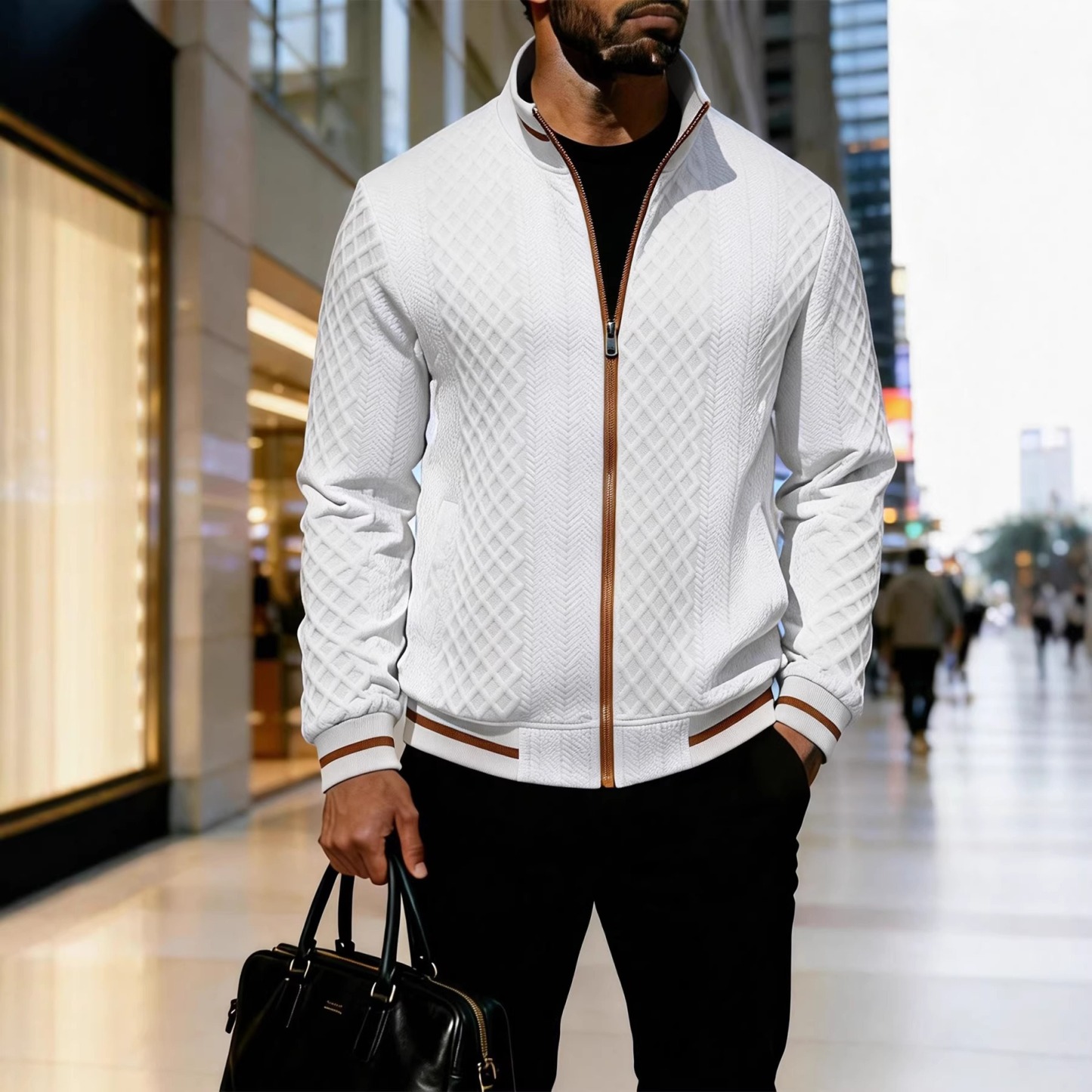 New men's jacquard cardigan jacket