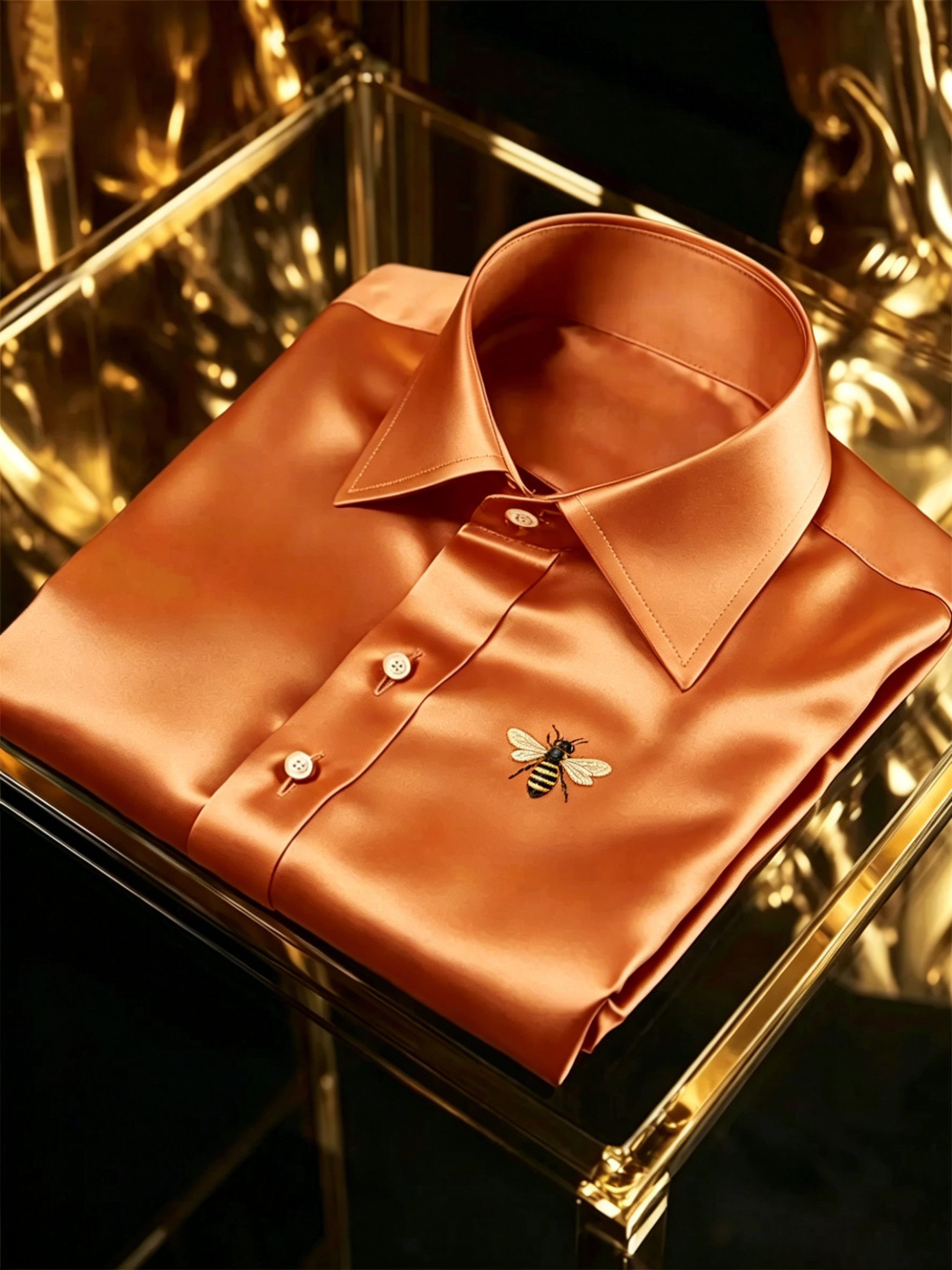 Men's Satin Embroidery Business Shirt