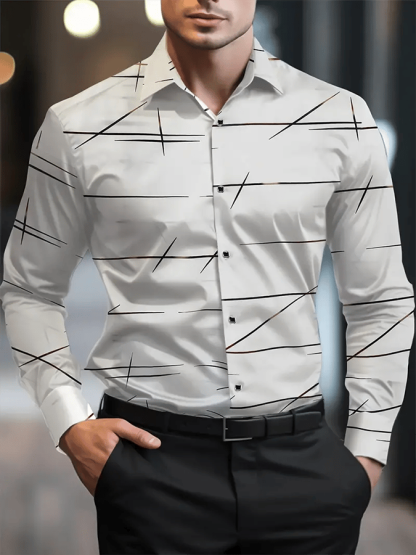 Men's Geometric Business Casual Shirt