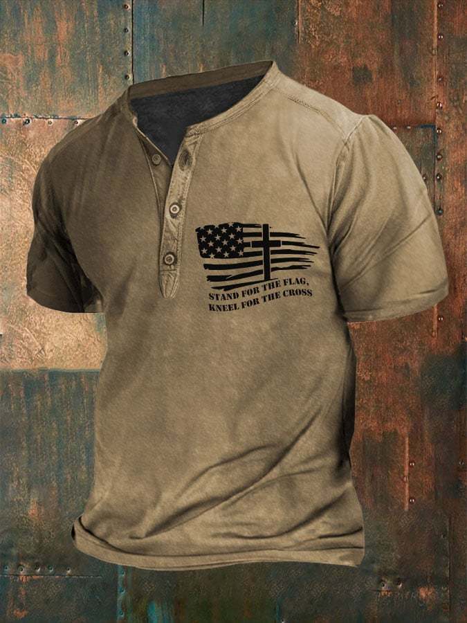 Men's I Stand For The Flag I Kneel For The Cross Print Polo Shirt