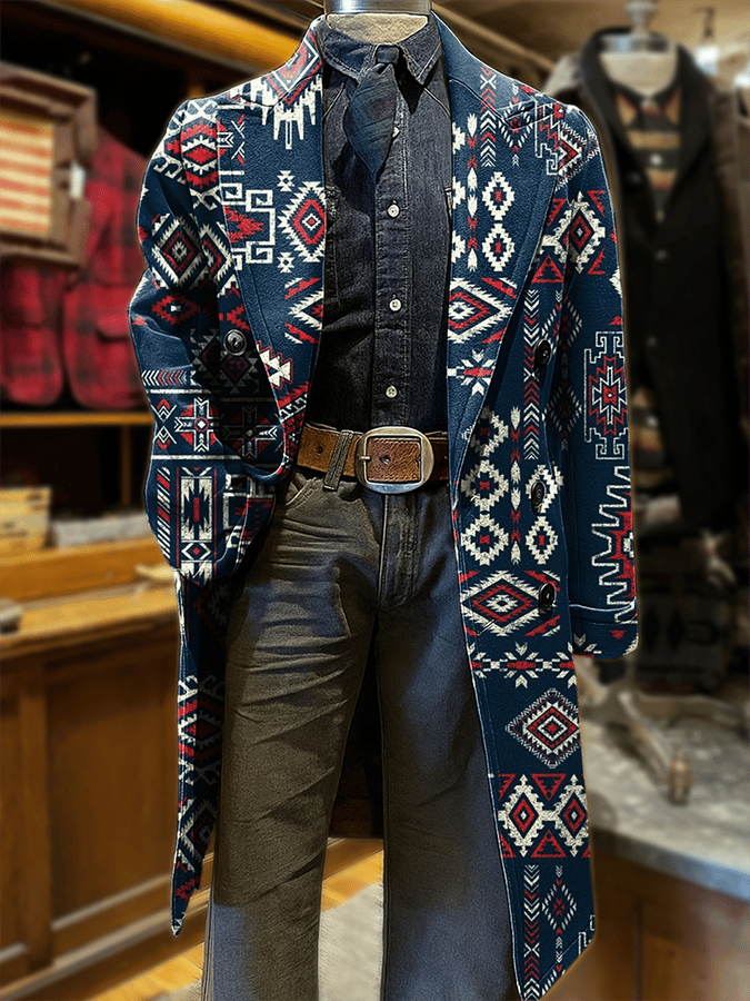 Men's Aztec Print Casual Coat