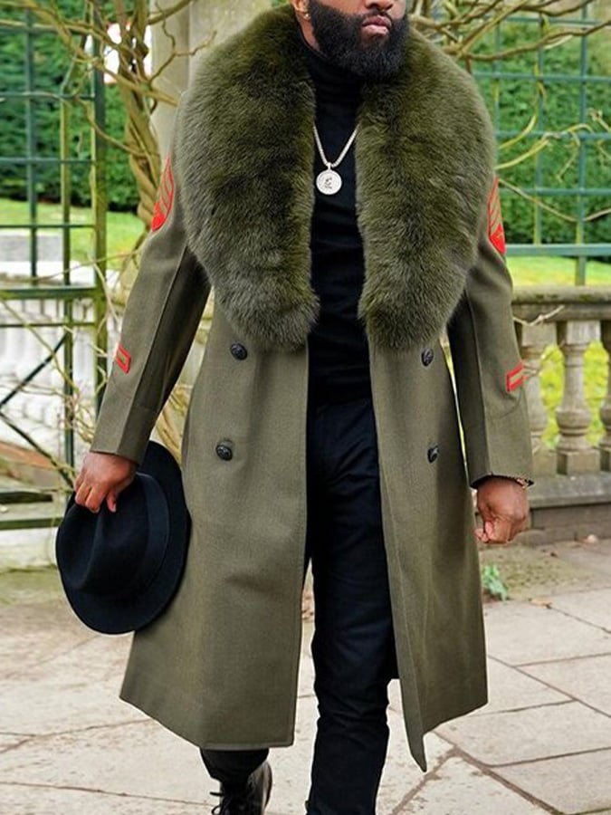 Fur Collar Double-Breasted Coat