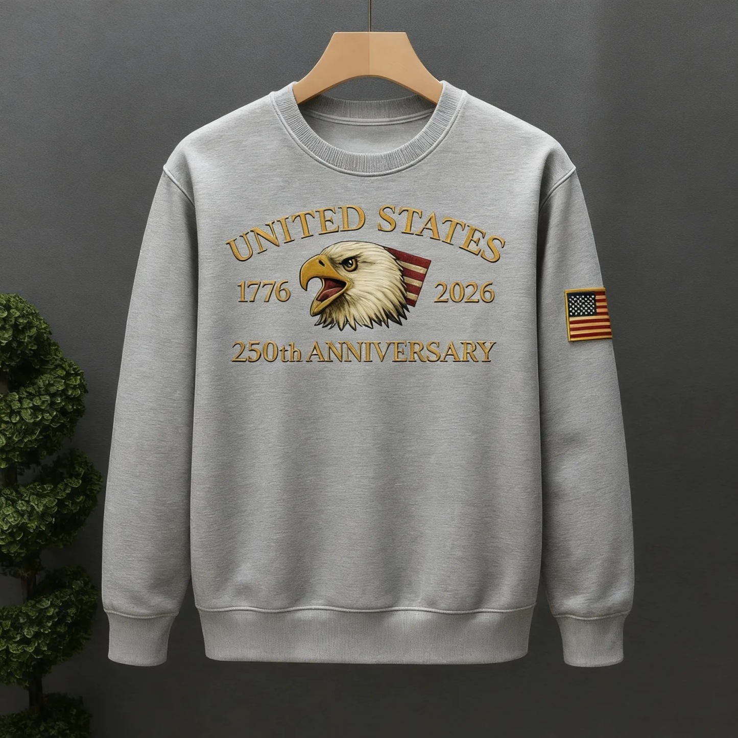 Men's Casual American 250th Anniversary Print Sweatshirt