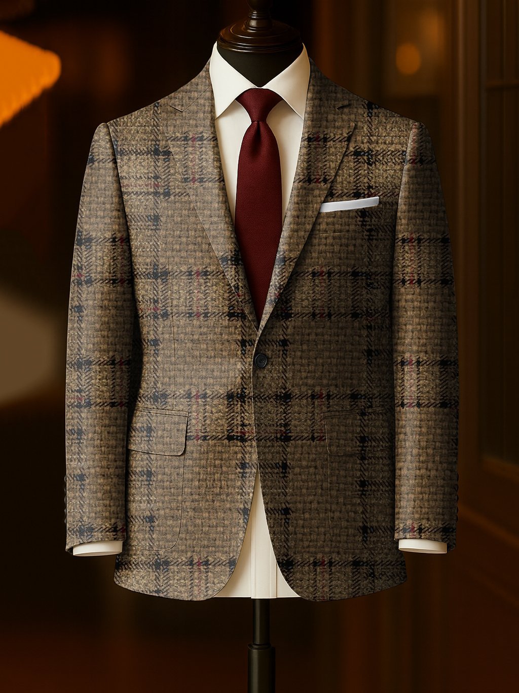 Men's Business Casual Large Pocket Plaid Blazers