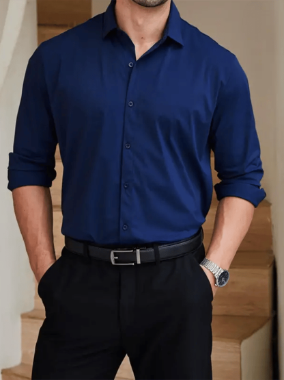 Men's Solid Color Design Business Casual Shirt