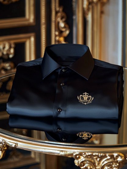 Men's Satin Luxury Business Long Sleeve Shirt