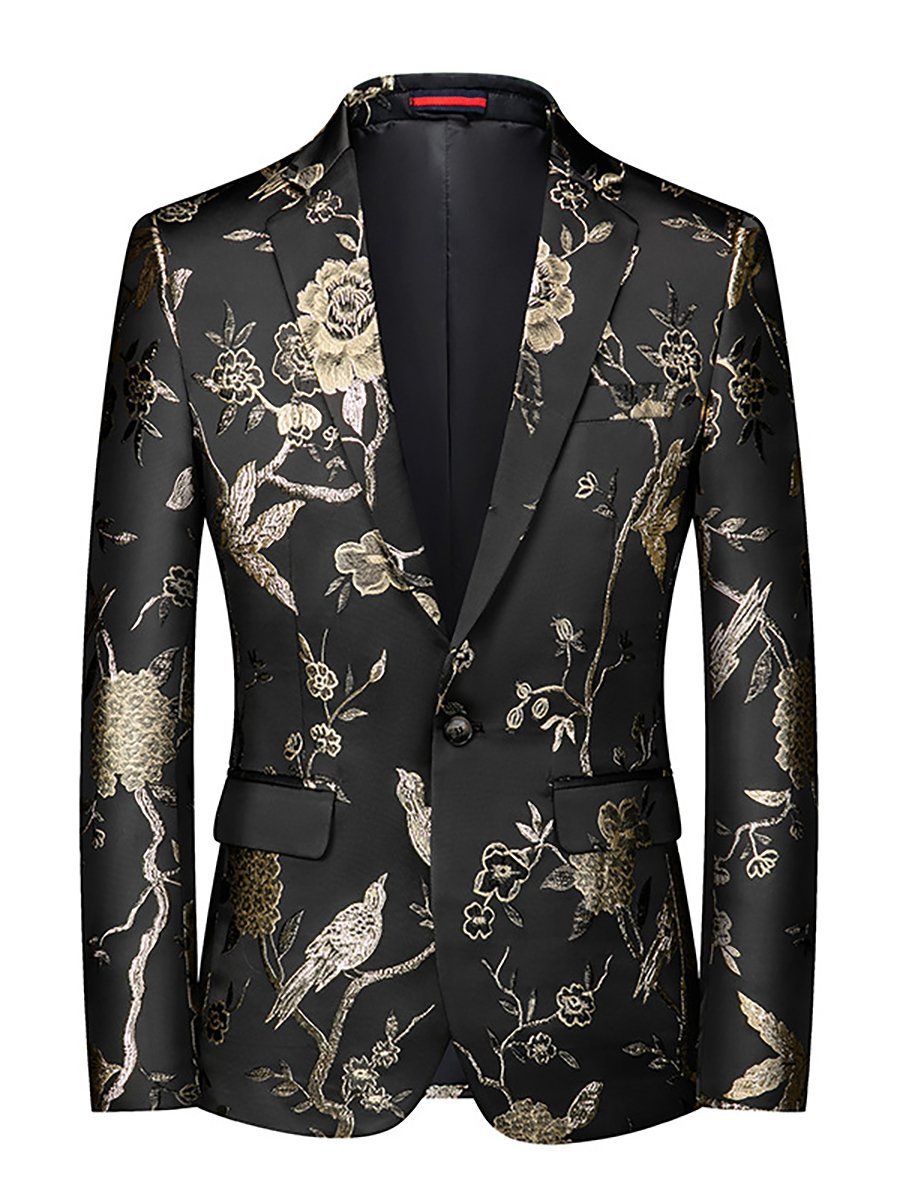 Men's Business Casual Banquet Gold Stamping Suit Jacket