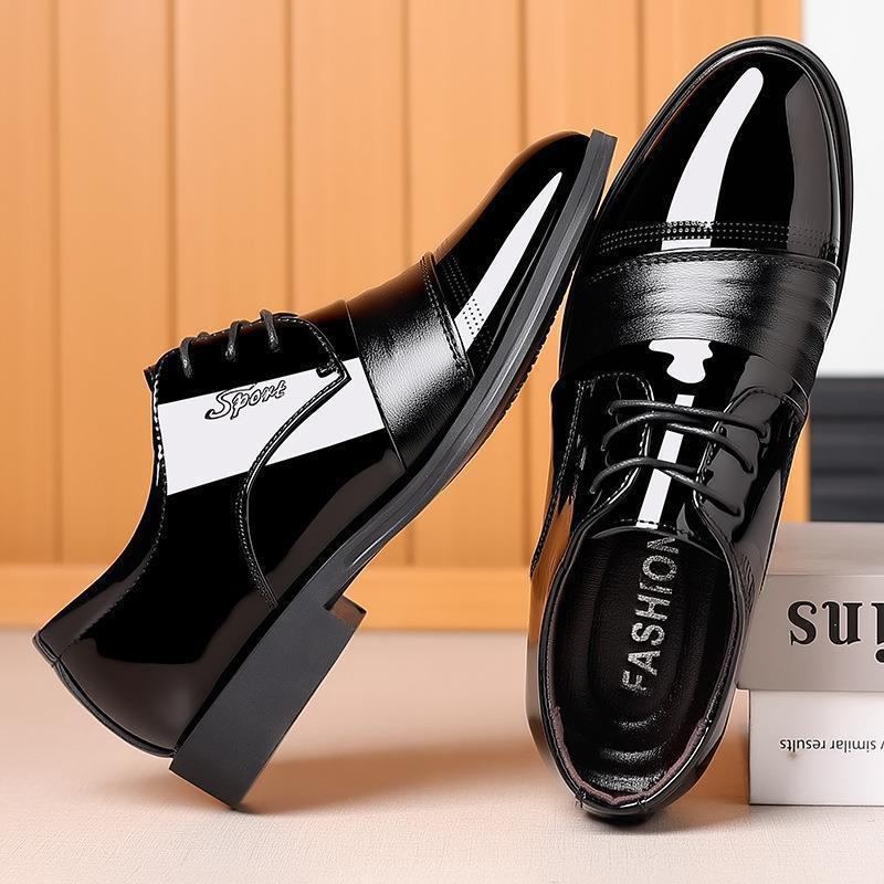 Men's Versatile Toe Toe Glossy Business Casual Leather Shoes