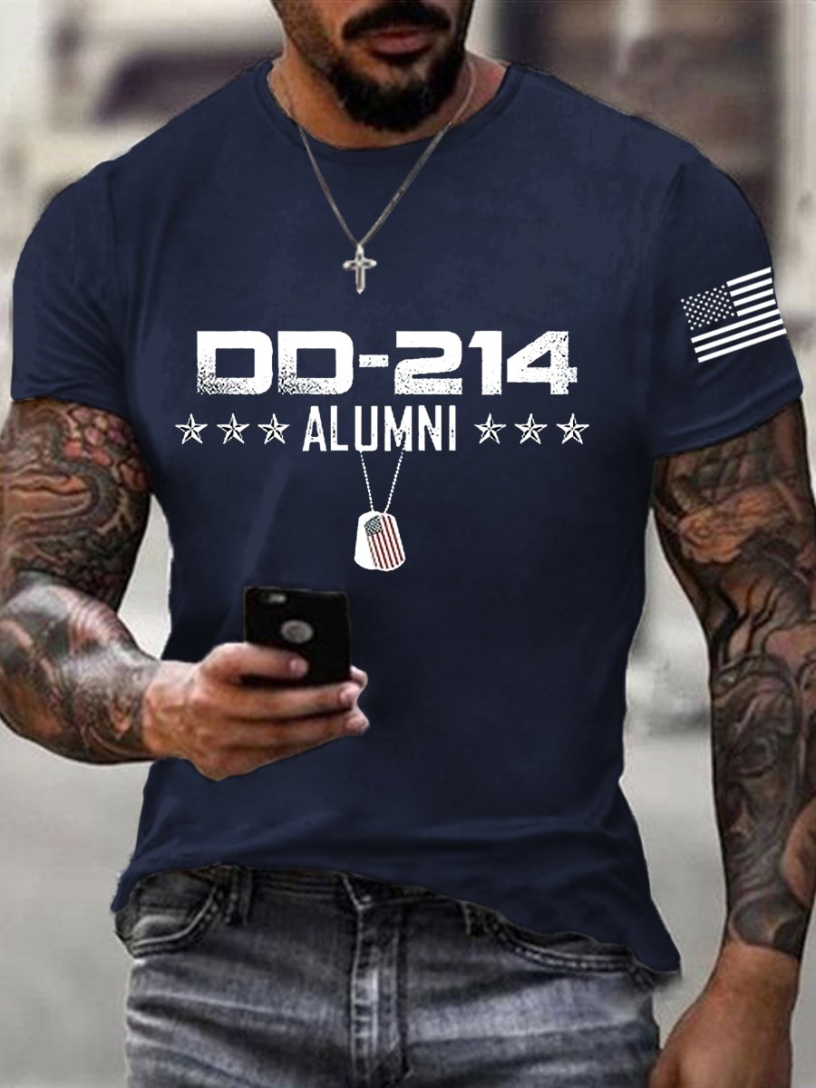Men's Vintage DD-214 Alumni Veteran Print Casual T-Shirt
