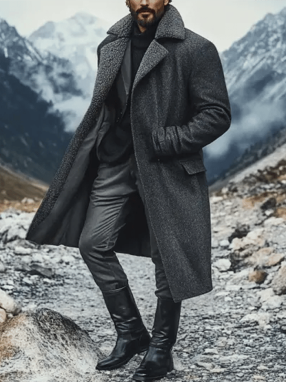 Men's Vintage Wool Fleece Lapel Collar Coat Sherpa Collar Jacket