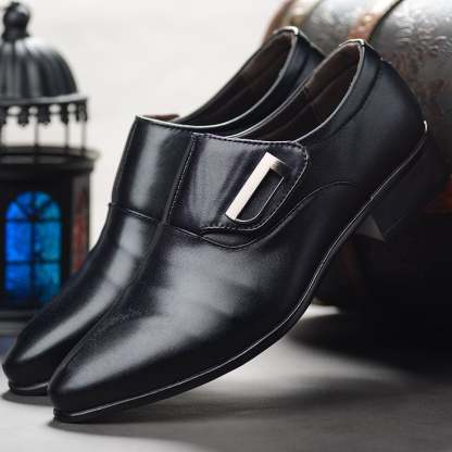 Men's Business Formal Casual Pointed Toe Loafers Faux Leather Shoes