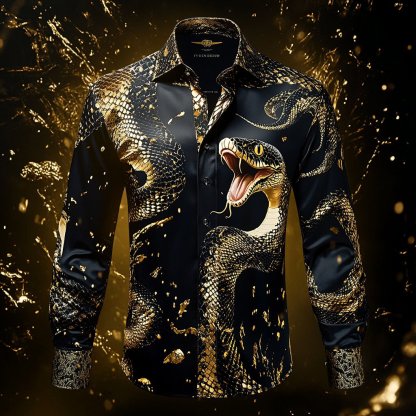 Men's Luxury Long-sleeved Shirt with Beast Print