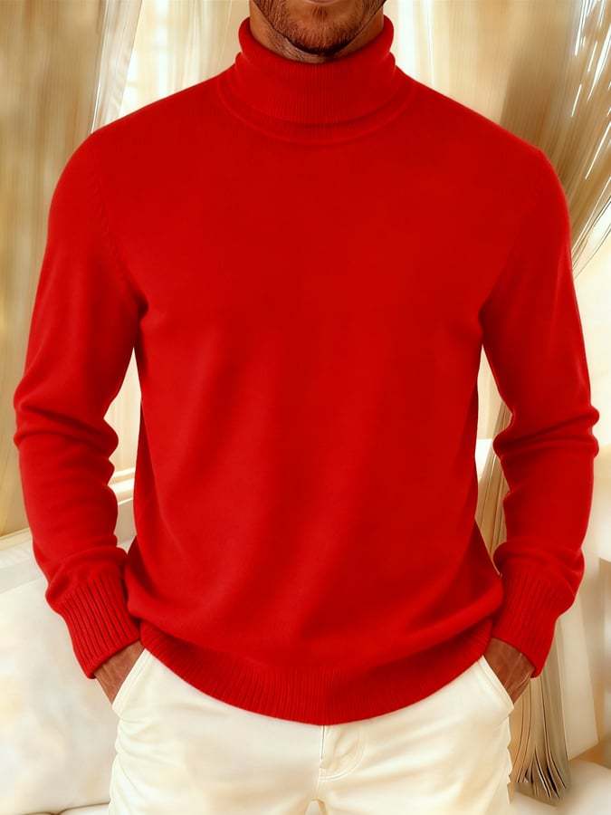 Men's Solid Color Turtleneck Sweater