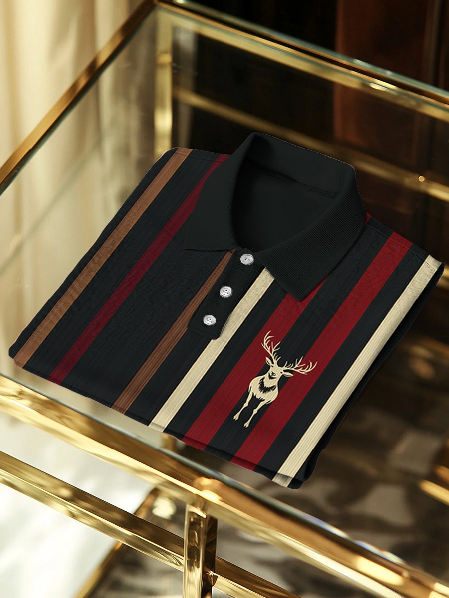 Men's Business Casual Button Short Sleeve Polo Shirt