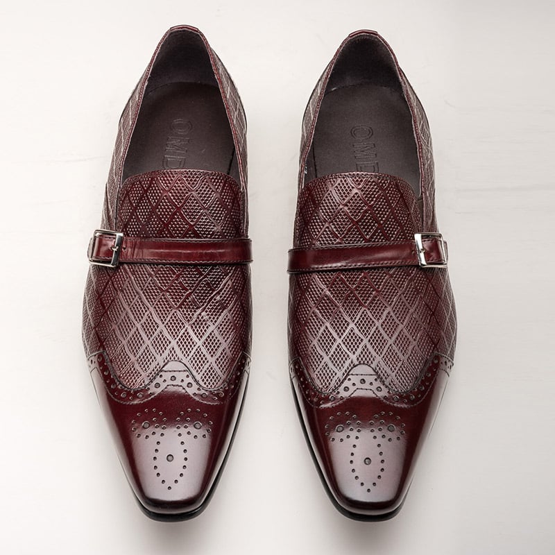 Fashion Carved Buckle Design Business Men'S Leather Shoes