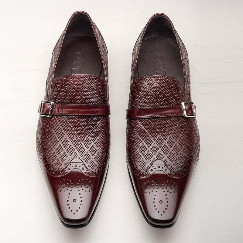 Fashion Carved Buckle Design Business Men'S Leather Shoes