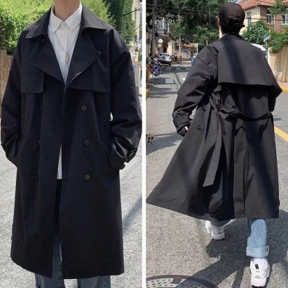 [Copy]Men's Double Breasted Belted Casual Trench Coat