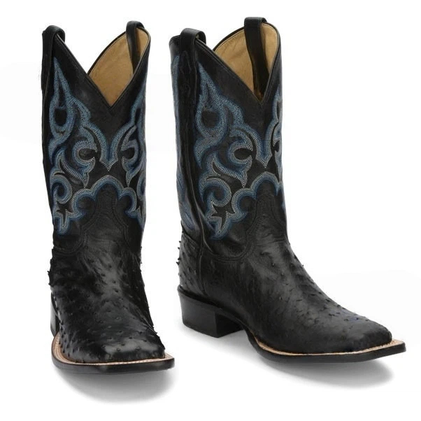 Men's Vintage Western Embroidered Ostrich Pattern Boots