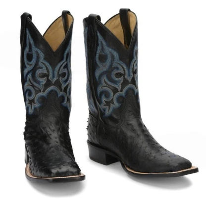 Men's Vintage Western Embroidered Ostrich Pattern Boots