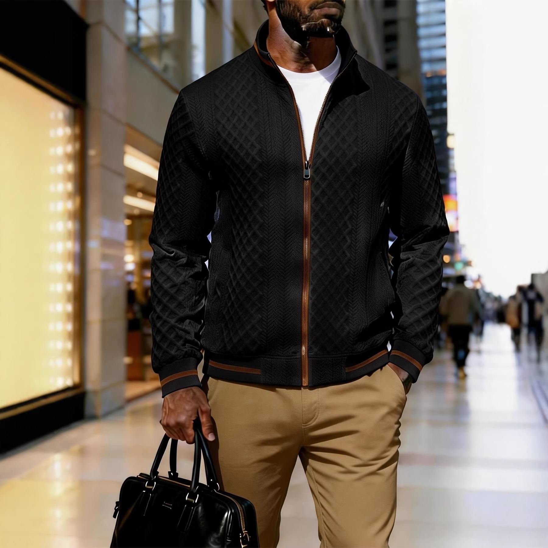 New men's jacquard cardigan jacket