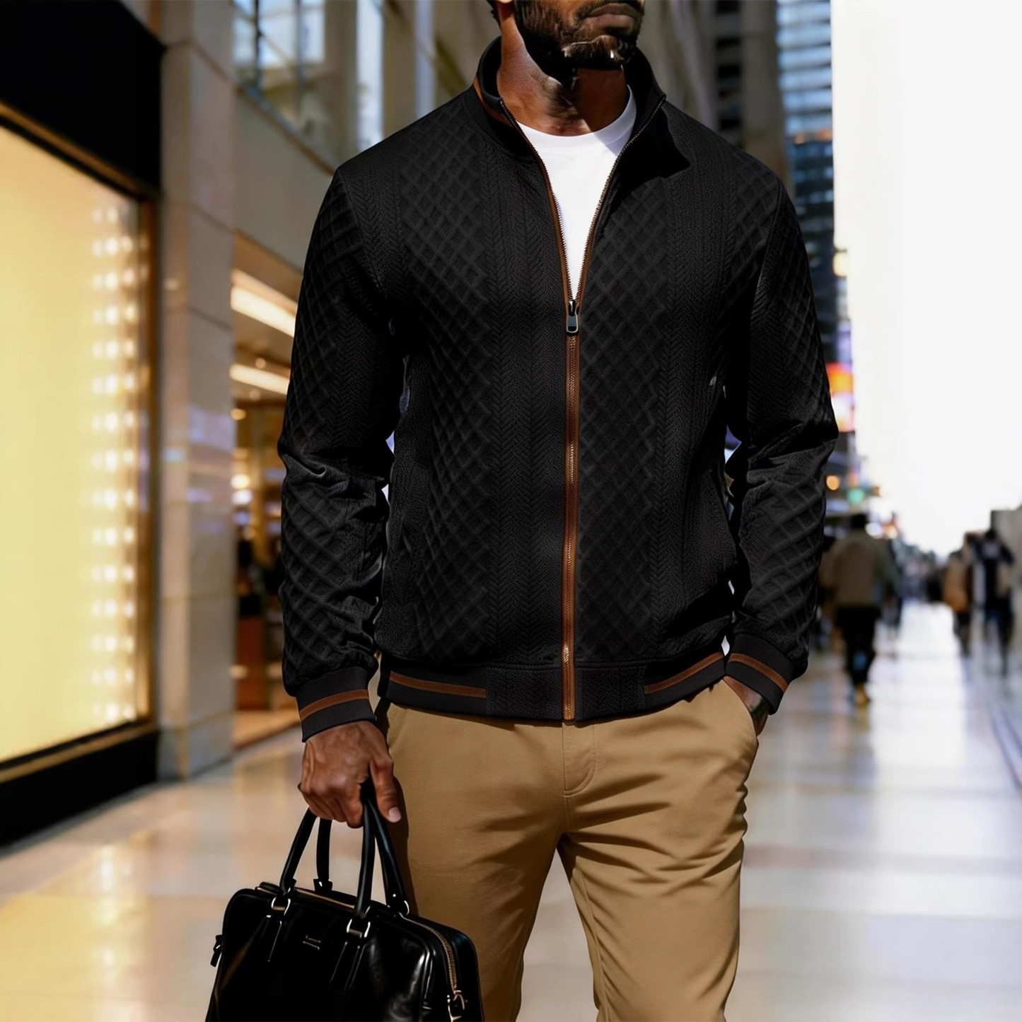 New men's jacquard cardigan jacket