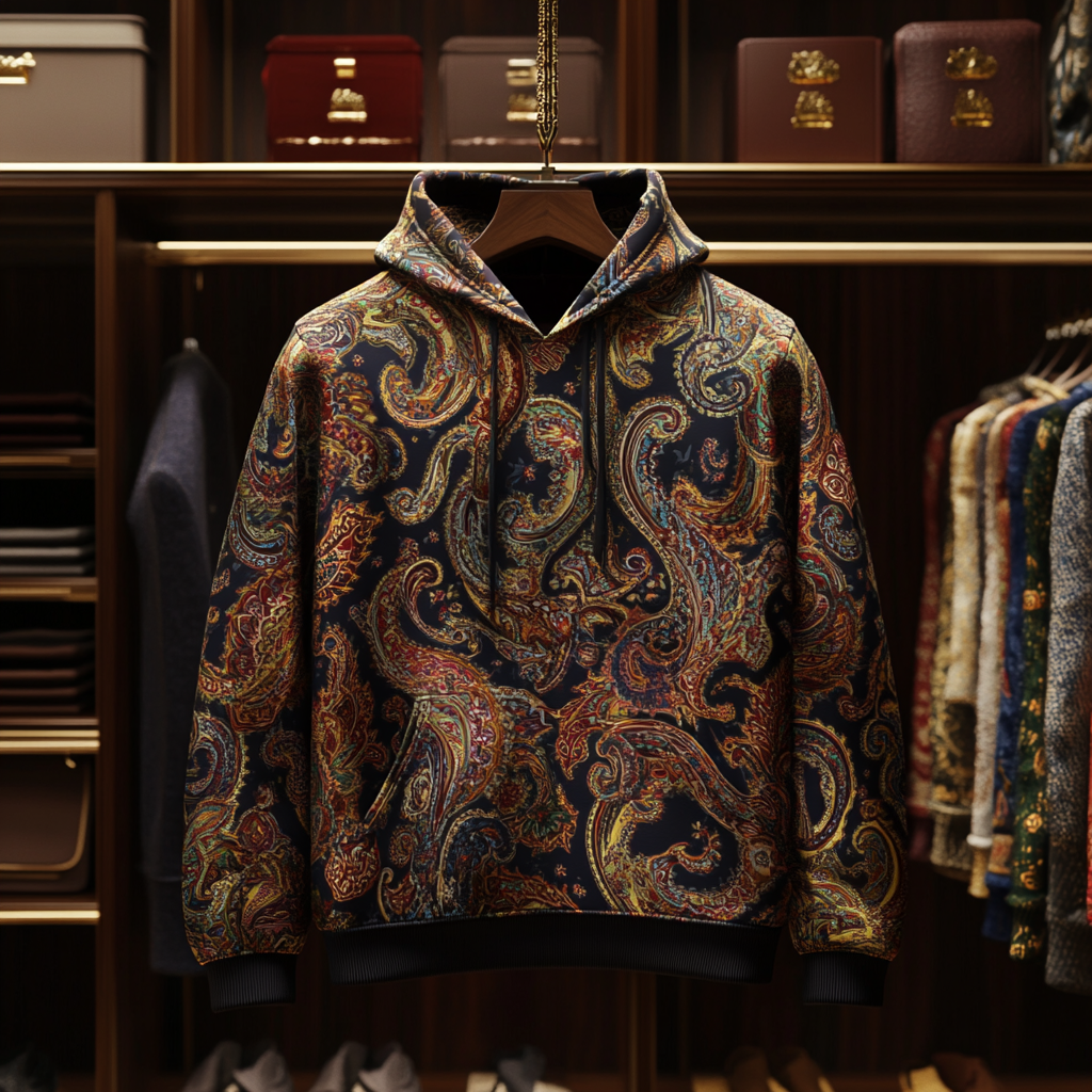 Paisley Art Print Hoodie Men