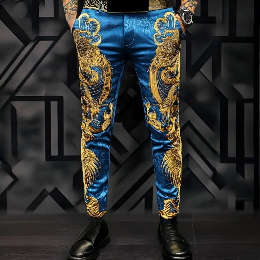 High elastic fabric luxury business casual men's fashion trousers