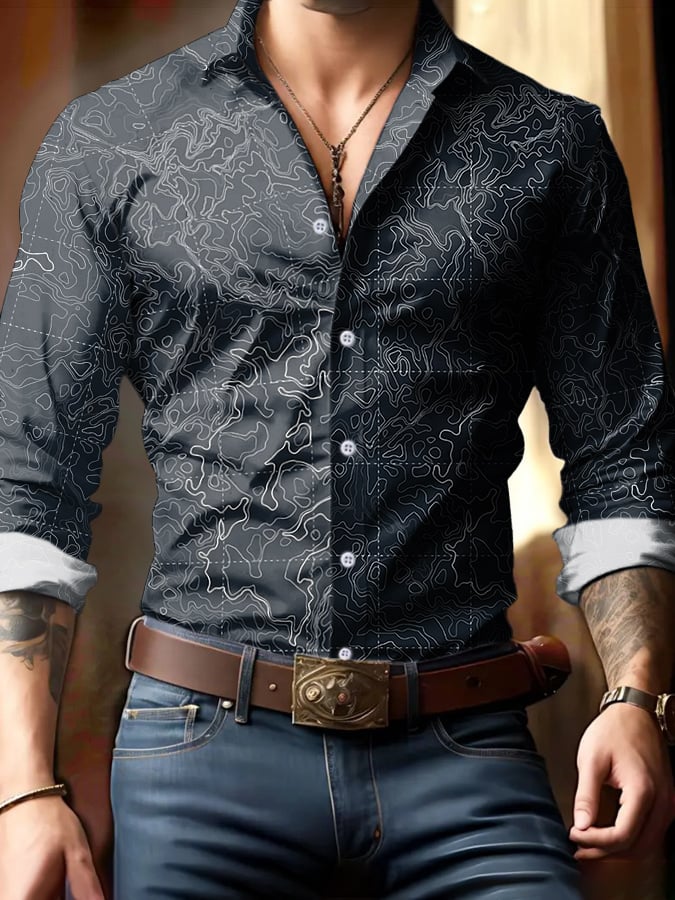 Men's Geometric Print Business Shirt