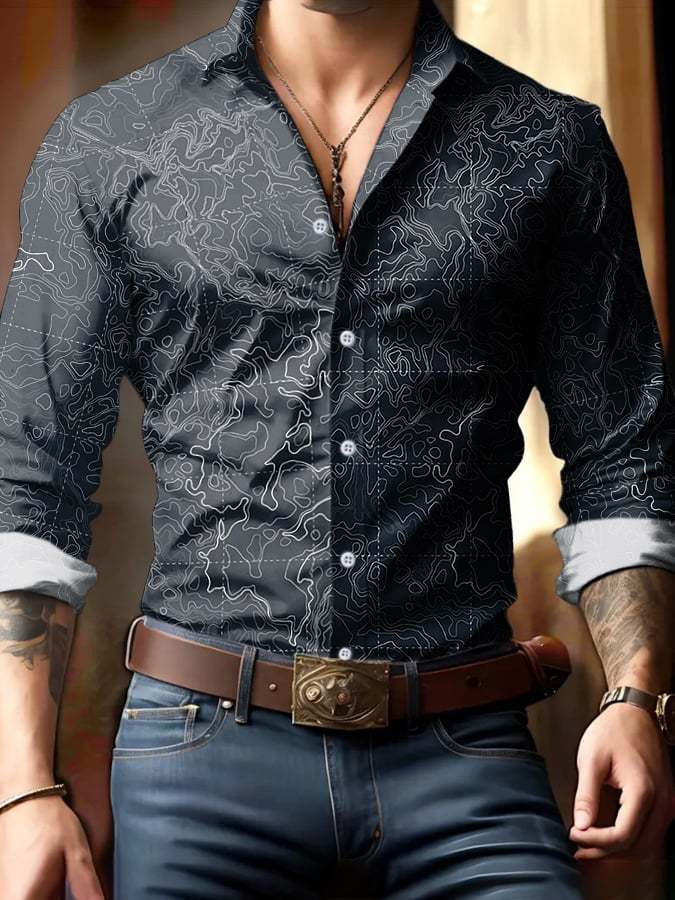 Men's Geometric Print Business Shirt