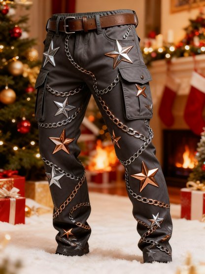 Men's Christmas Printed Cargo Pants