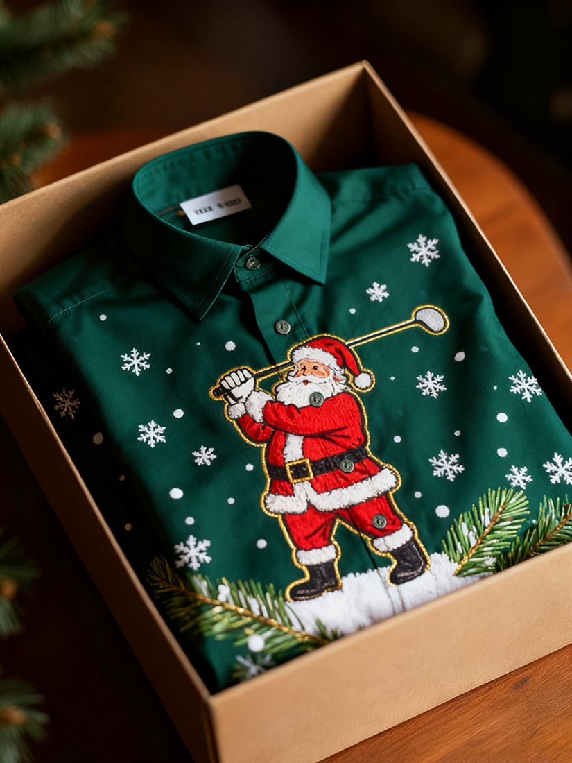 Men's  Christmas Long Sleeve Button-Down Shirt